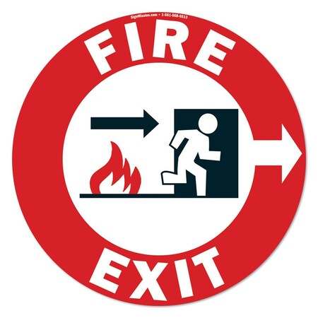 Fire Exit Right 16in Non-Slip Floor Marker, 6PK